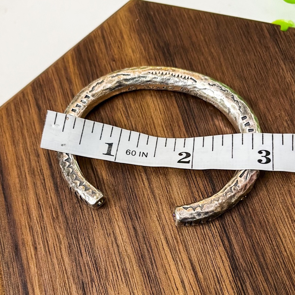 Patricia Locke Rare Solid Silver Cuff Pink Citrine Swarovski Crystal Braclet - Picture 12 of 13